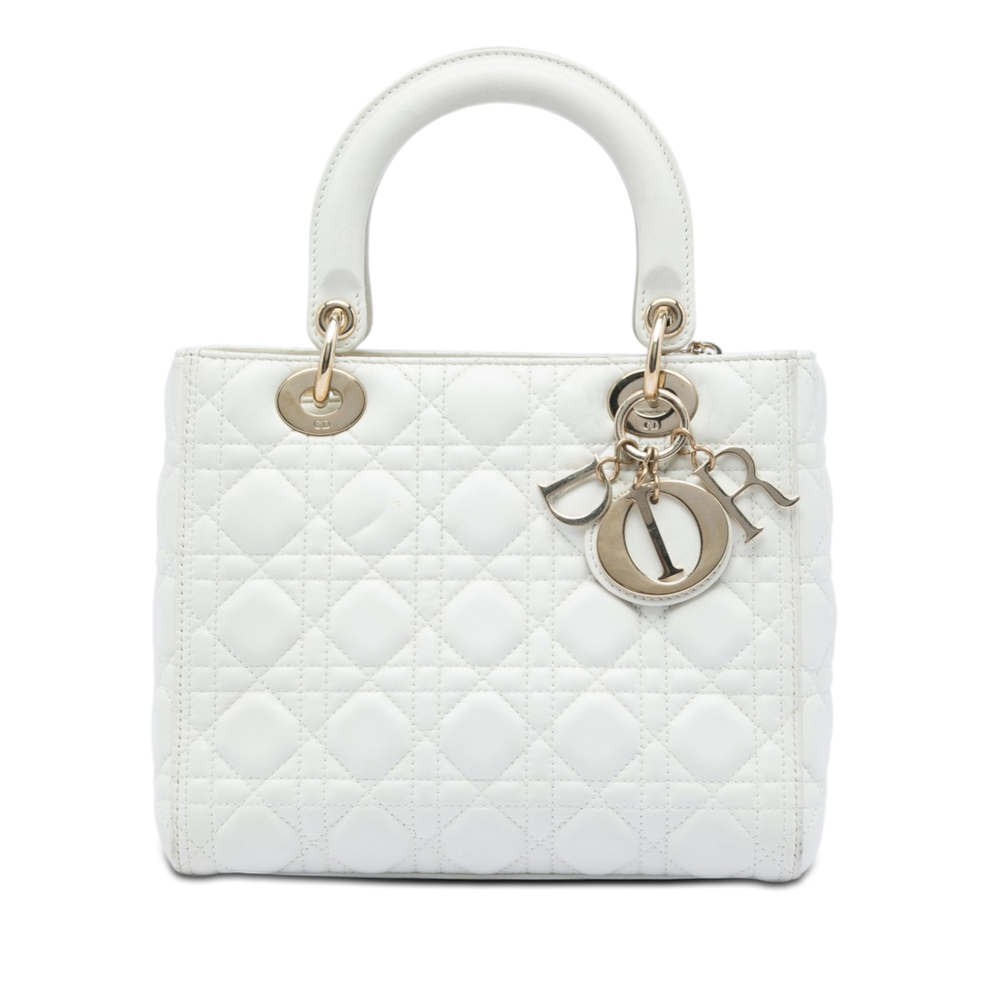 Pre-Loved Dior Medium Lambskin Cannage Lady Dior